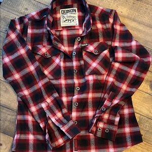 DIXXON Women’s Red and Black Plaid Button Down Shirt